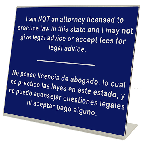 I Am Not a Lawyer District of Columbia Notary Desk Sign